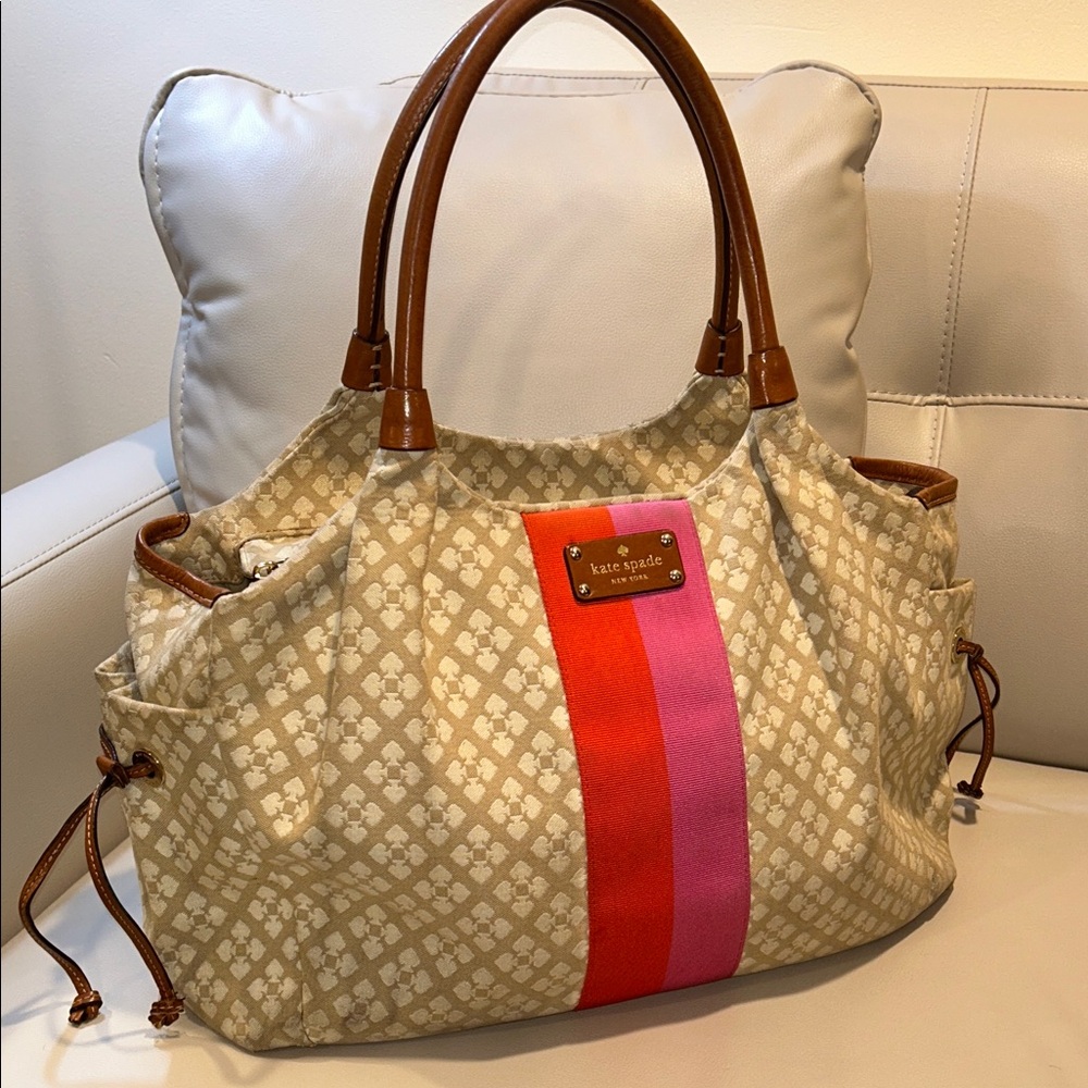 Kate Spade Tan and Pink Tote Bag Diaper bag